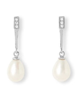 Cubic Zirconia & Cultured Freshwater Pearl Drop Earrings