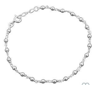 Sterling Silver Beaded Anklet