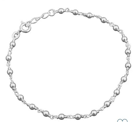 Sterling Silver Beaded Anklet