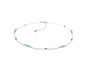 Sterling Silver Satellite Chain Anklet With Amazonite Beads