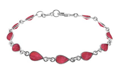Sterling Silver Teardrop Ruby Quartz Bracelet