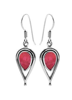 Sterling Silver Ruby quartz Teardrop Earrings