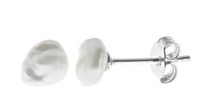 Natural Irregular Freshwater Grey Keshi Pearl Studs