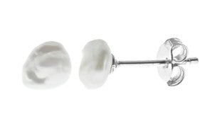 Natural Irregular Freshwater Grey Keshi Pearl Studs