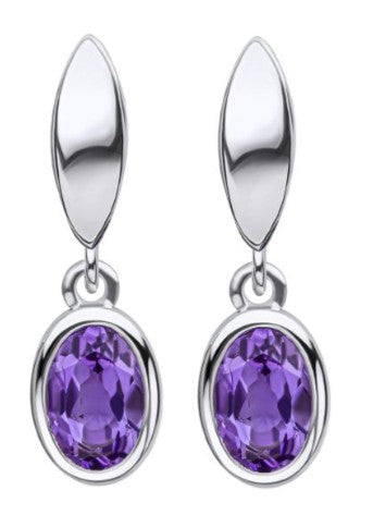 Sterling Silver Purple Amethyst Drop Earrings