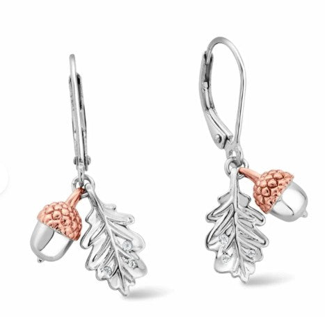Royal Clogau Sterling Silver Oak Leaf Earrings with Topaz