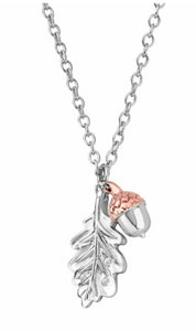 Royal Clogau Sterling Silver Oak Leaf Pendant with Topaz
