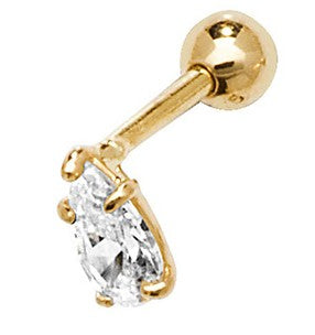9ct Yellow Gold Pear Cubic Zirconia Single Stone Cartilage Earring