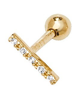 9ct Yellow Gold Cubic Zirconia Bar Cartilage Earring