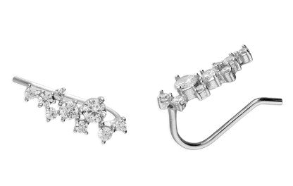 Sterling Silver Multi Cubic Zirconia Cluster Drop Earrings