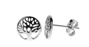 Sterling Silver Cora Encircled Tree Of Life Stud Earrings