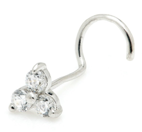 9 Carat White Gold & Cubic Zirconia Nose Stud