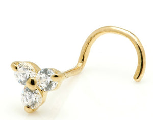 9 Carat Yellow Gold & Cubic Zirconia Nose Stud