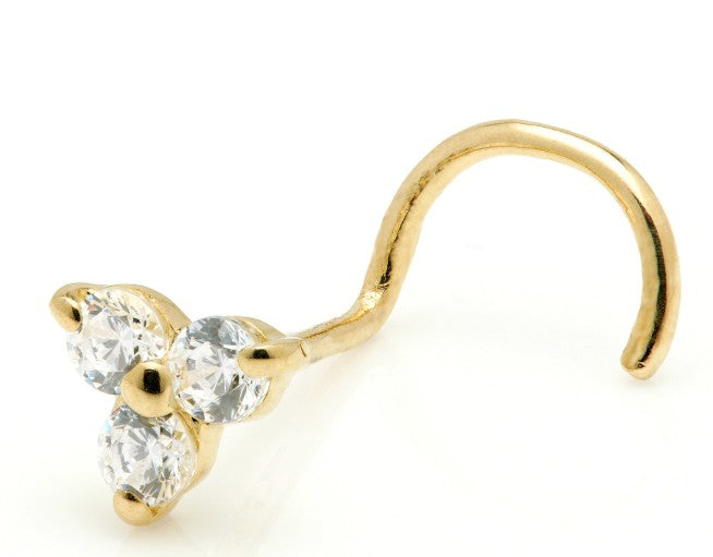 9 Carat Yellow Gold & Cubic Zirconia Nose Stud