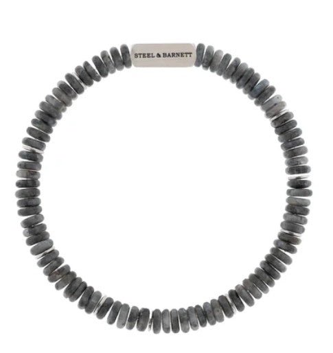 Two Tone Disc Gemstone Bracelet In Matt Labradorite
