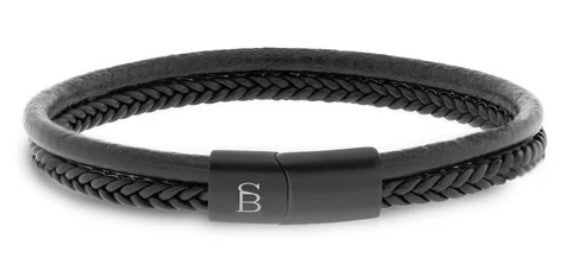 Black Double Leather Bracelet Denby