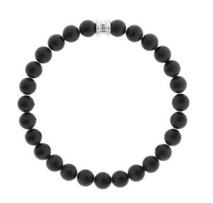 8mm Round Gemstone Bracelet In Matt Black Onyx