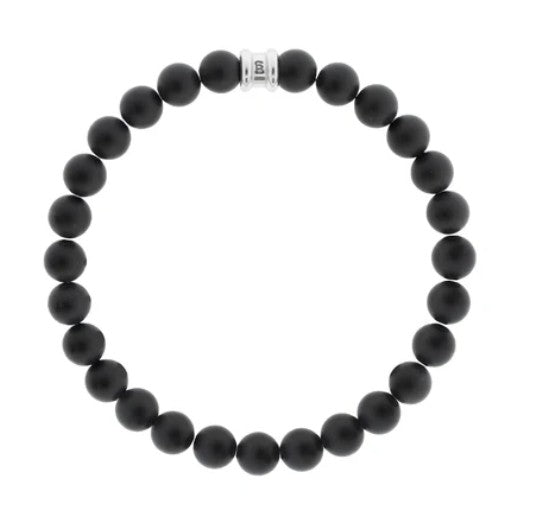 8mm Round Gemstone Bracelet In Matt Black Onyx