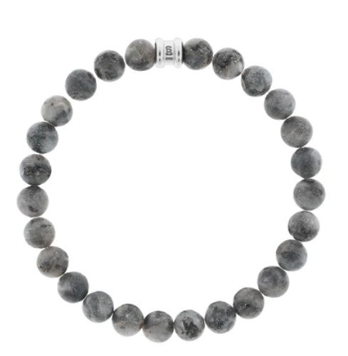 8mm Round Gemstone Bracelet In Matte Labradorite