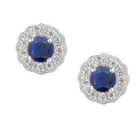 Sterling Silver & Sapphire Cluster Stud Earrings