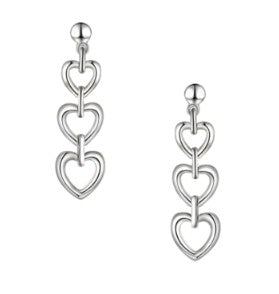 Graduated Triple Hearts Drop Earrings