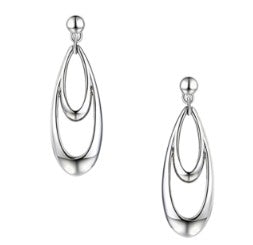 Sterling Silver Double Linked Teardrop Drop Earrings
