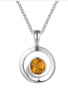 Sterling Silver Curling Citrine Necklace