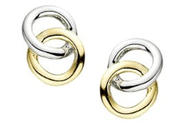 9ct Yellow & White Gold Circle Stud Earrings