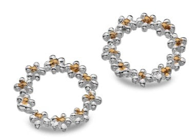Sterling Silver and Gold-Plated Daisy Stud Earrings