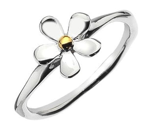 Brass and Sterling Silver Daisy Ring