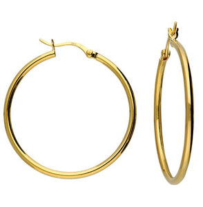 Sterling Silver Gold-Plated Plain Hoop Earrings