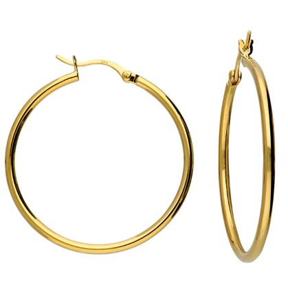Sterling Silver Gold-Plated Plain Hoop Earrings