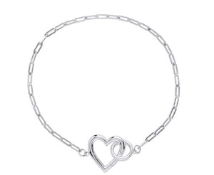 Sterling Silver Open Heart Linked Bracelet