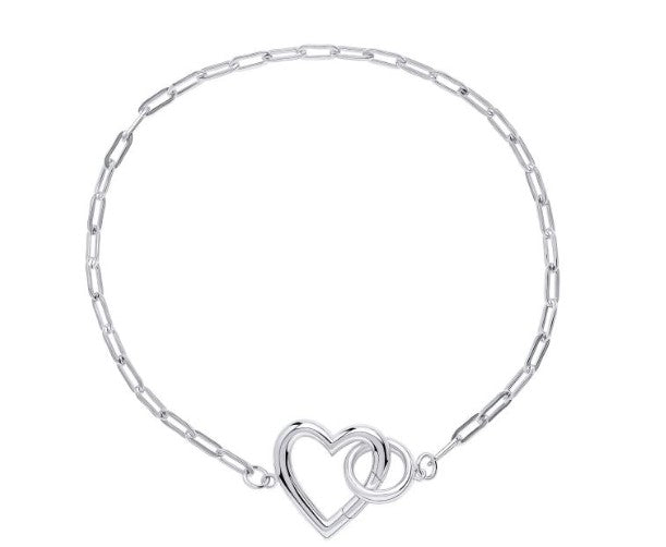 Sterling Silver Open Heart Linked Bracelet