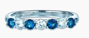 Sterling Silver Blue & White Cubic Zirconia Eternity Ring