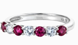 Sterling Silver & Red & White Cubic Zirconia Eternity Ring