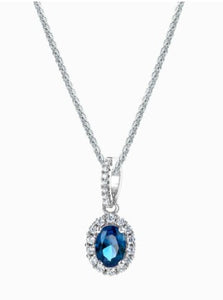 Sterling Silver Blue & White Cubic Zirconia Necklace