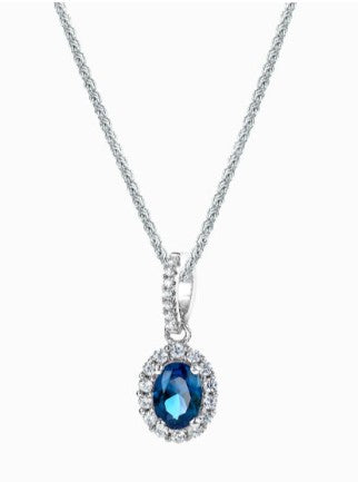 Sterling Silver Blue & White Cubic Zirconia Necklace