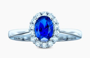 Sterling Silver Blue & White Cubic Zirconia Cluster Ring