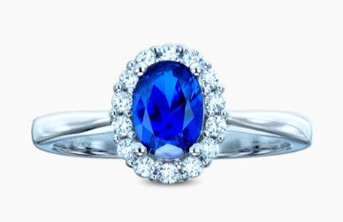 Sterling Silver Blue & White Cubic Zirconia Cluster Ring