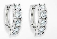 Sterling Silver & Cubic Zirconia Huggie Hoop Earrings