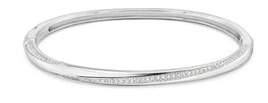 Sterling Silver Rhodium Plate Cubic Zirconia Bangle