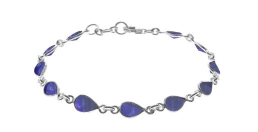 Sterling Silver Teardrop Sapphire Quartz Bracelet