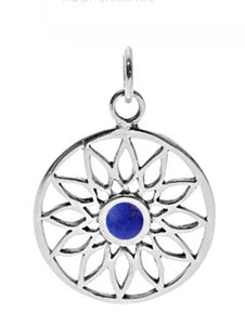 Sterling Silver Lapis Mandala Pendant & Chain