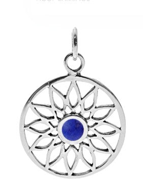 Sterling Silver Lapis Mandala Pendant & Chain