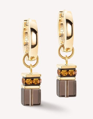 GeoCUBE® Chunky Chain Hoop Earrings Gold-Brown