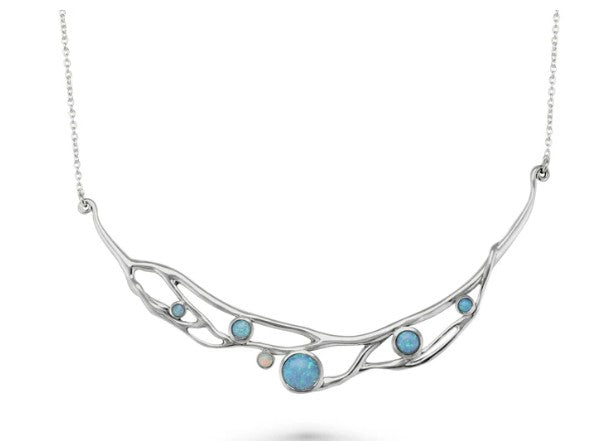 Organic Blue and White Opalite Statement Necklace