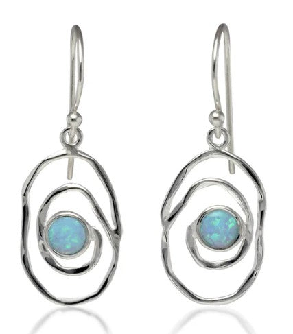 Sterling Silver Opalite Spiral Drop Earrings