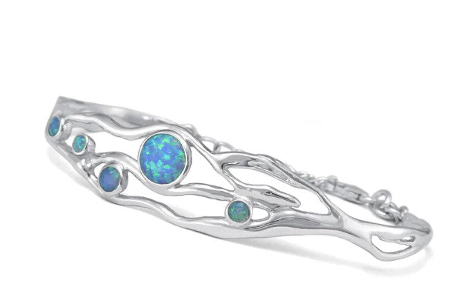 Sterling Silver Silver Blue Fire Opalite Bracelet