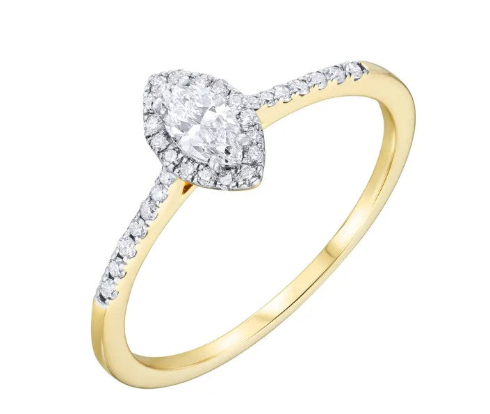 9ct Yellow Gold & Lab Grown Diamond Halo Ring